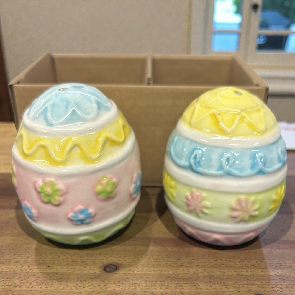 Ceramic Easter Eggs Salt & Pepper‎ Shakers 2.5" Pastel Decorative Decor NIP